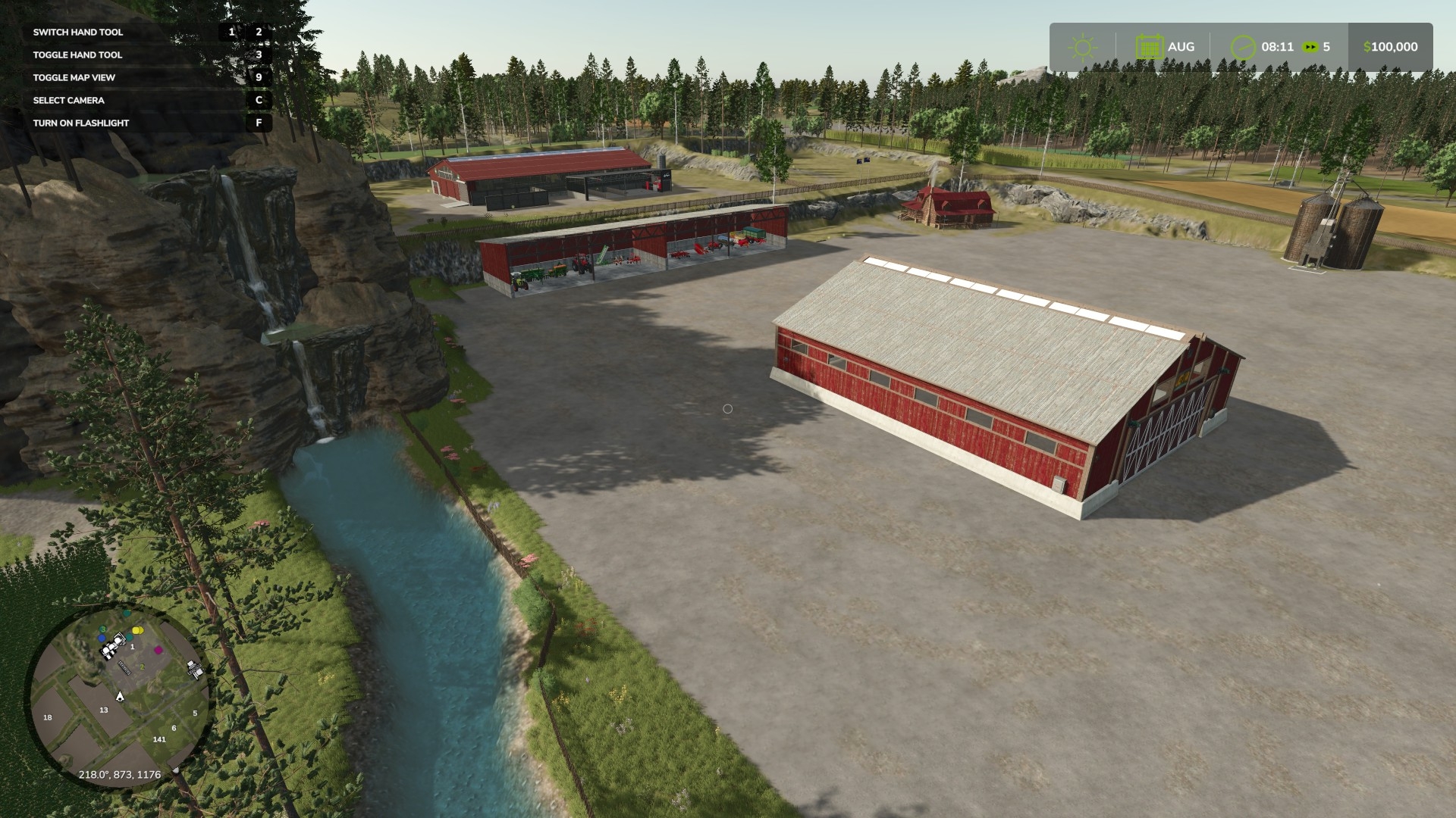 Farm buildings and yard