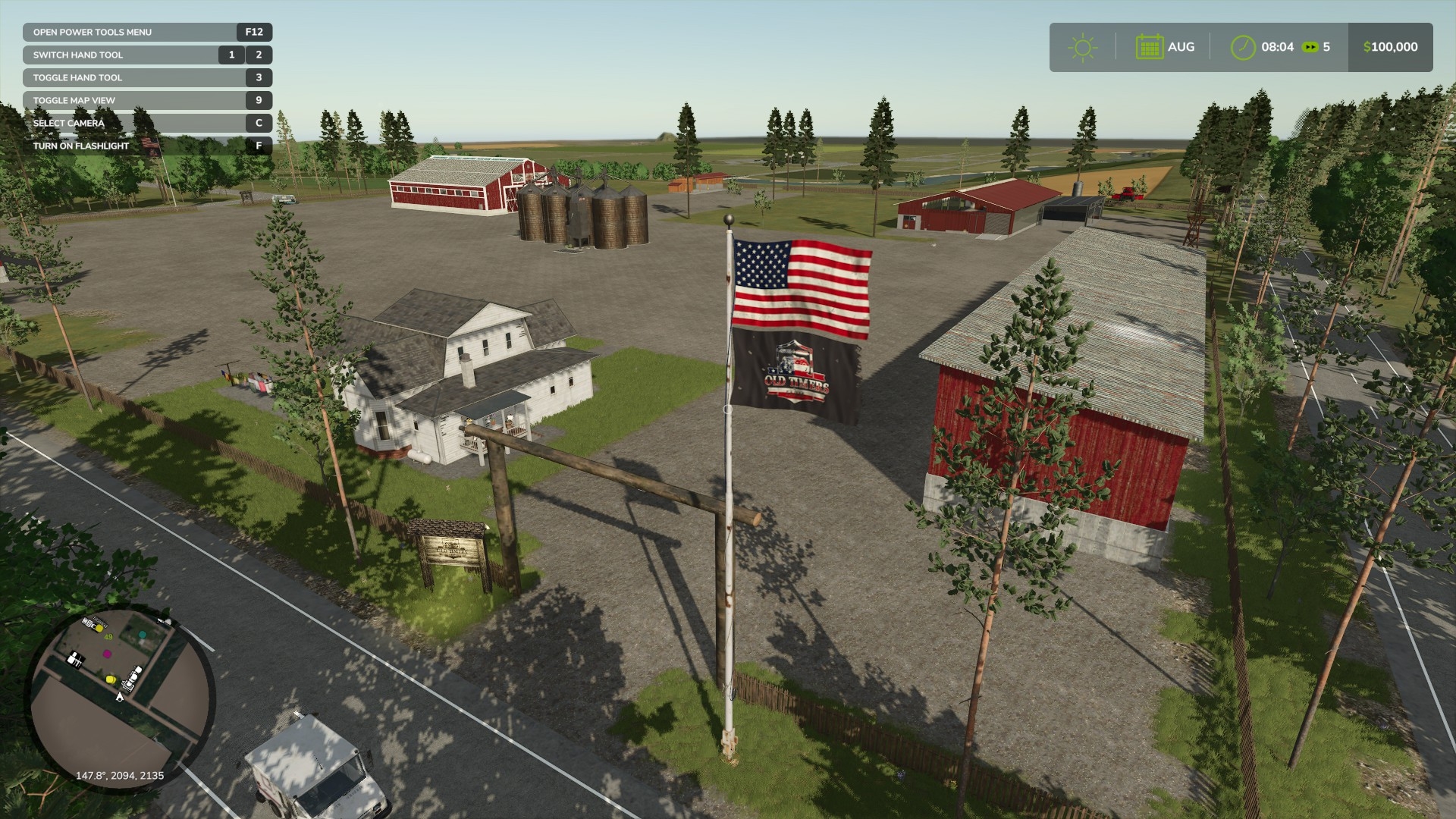 Farm buildings and yard