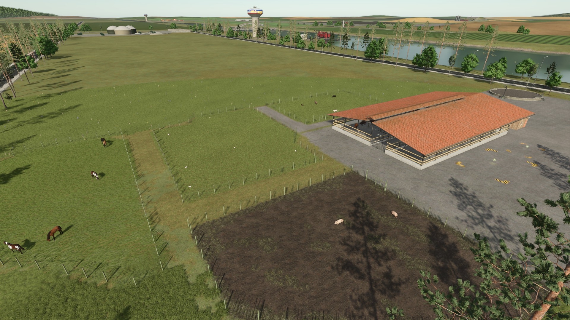 Fields and farm buildings