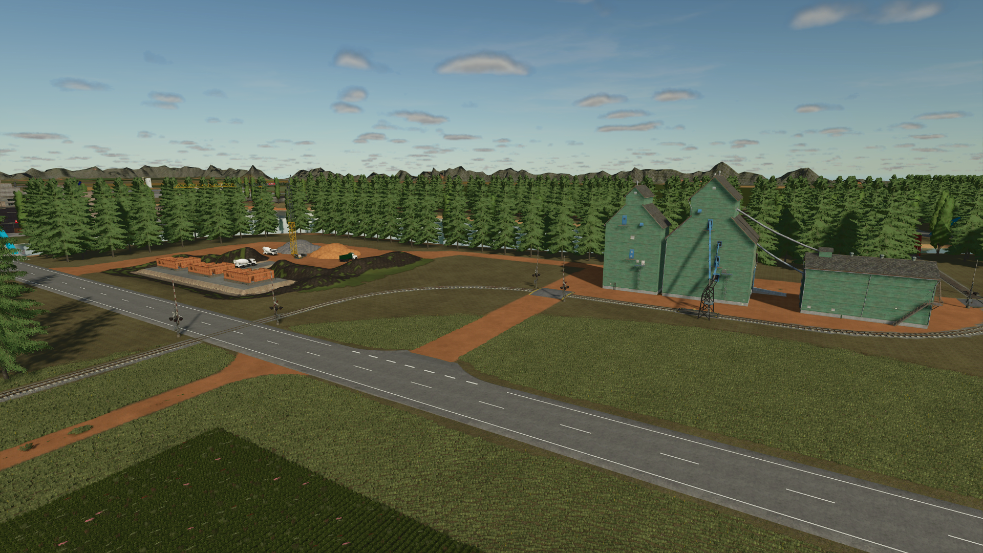Fields, roads and grain storage